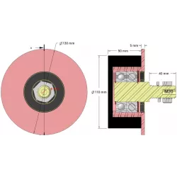 Rullo n. 324 – rullo di supporto in acciaio e gomma Ø110 mm per macchine Sandei | OEM Sandei D0022 | produttore KiJ