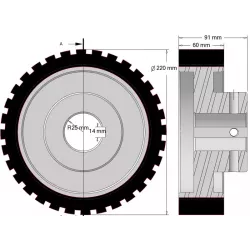 Rullo n. 333 – rullo Ø220 mm per macchine Wuhlmaus | produttore KiJ