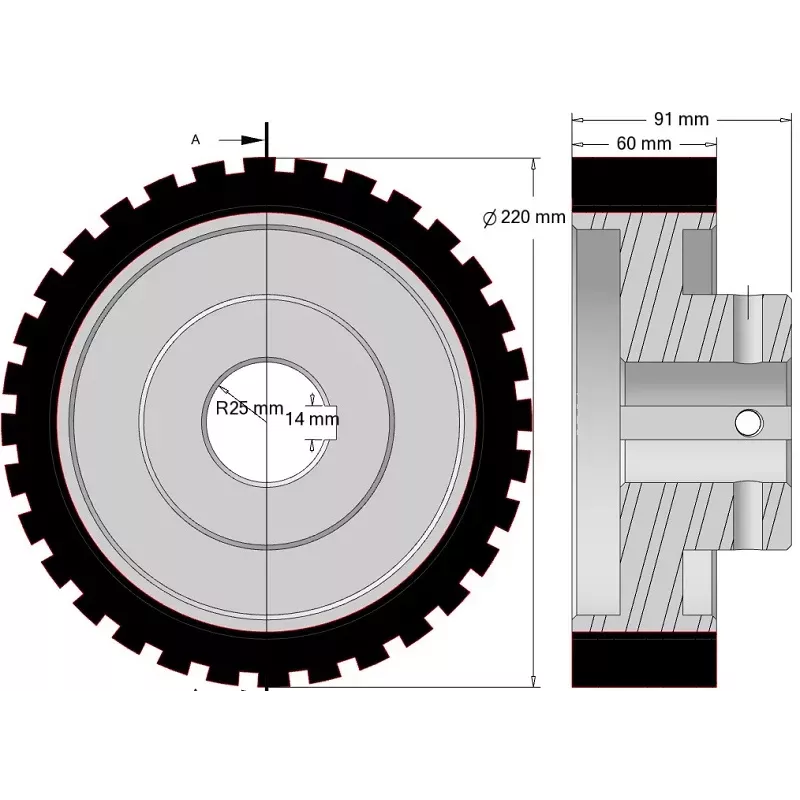 Rullo n. 333 – rullo Ø220 mm per macchine Wuhlmaus | produttore KiJ