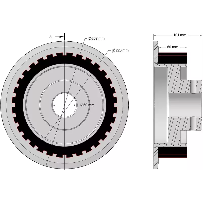 Rullo n. 334 – rullo Ø220 mm per macchine Wuhlmaus | produttore KiJ