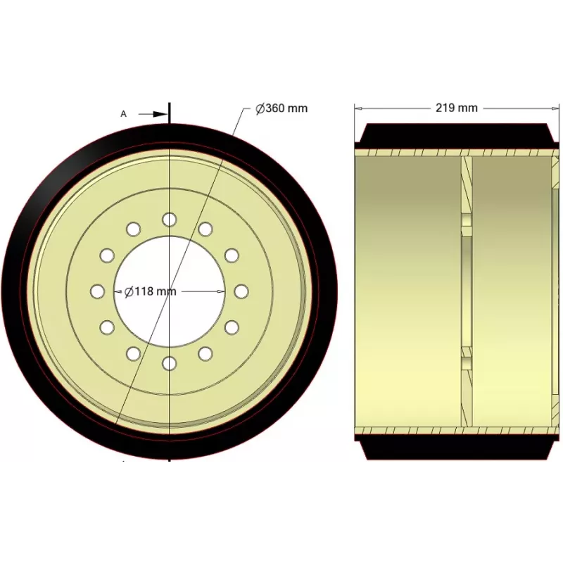 Rullo n. 343 (solo rigenerazione) – rigenerazione: rullo Ø360 mm | OEM 0007500240 | produttore KiJ