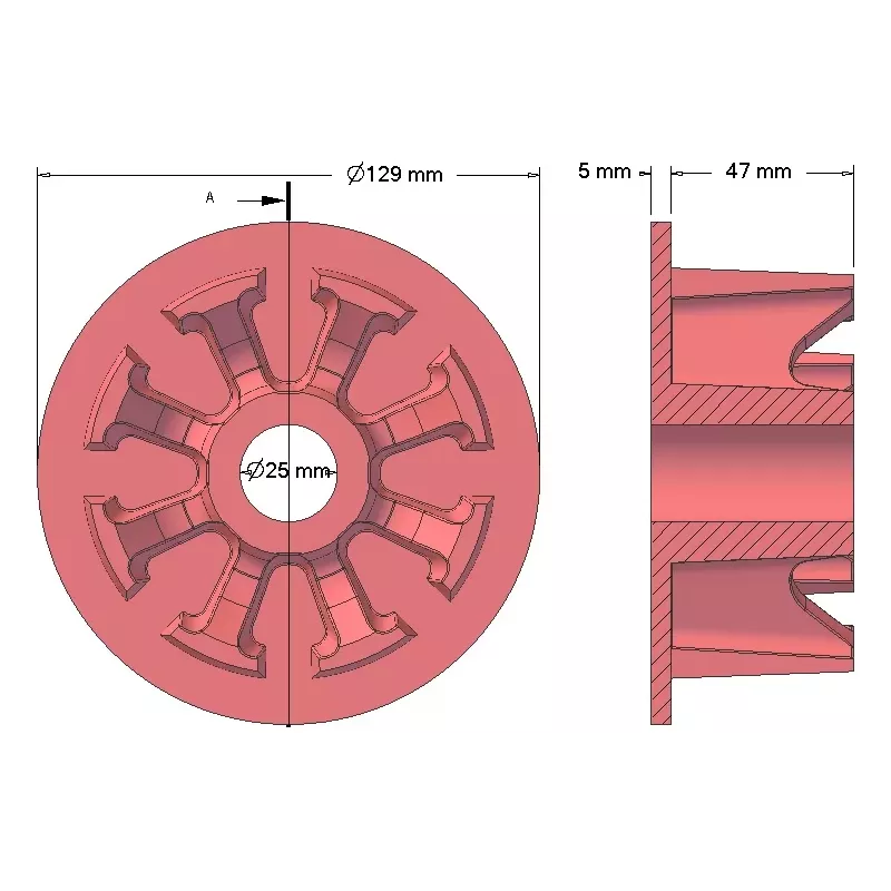 Rullo n. 27 – rullo guida in ghisa Ø103 mm per raccoglipatate Anna Z644 | OEM Anna 5644-60-005, 090.60.013.02 | produttore KiJ