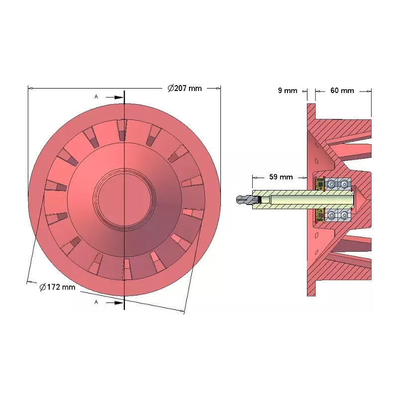 Rullo n. 41 – rullo di rinvio in ghisa Ø172 mm, passo 40 mm, per macchine Stoll | OEM Stoll 0071590, 0190550 | produttore KiJ
