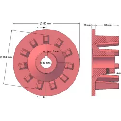 Rullo n. 48 – rullo motore in ghisa Ø145 mm, passo 44 mm | produttore KiJ