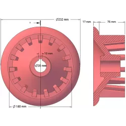 Rullo n. 50 – rullo motore in ghisa Ø180 mm, passo 40 mm | produttore KiJ