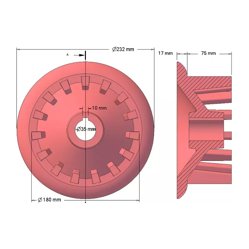 Rullo n. 50 – rullo motore in ghisa Ø180 mm, passo 40 mm | produttore KiJ