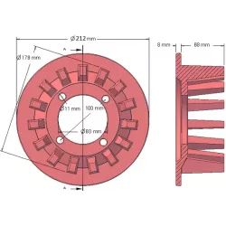 Rullo n. 52 – rullo motore in ghisa Ø178 mm, passo 40 mm, per macchine Grimme | OEM Grimme 006.00031 | produttore KiJ