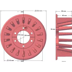 Rullo n. 55 – rullo motore in acciaio Ø215 mm, passo 40 mm, per ROPA Euro Tiger | OEM ROPA 252069 | produttore KiJ