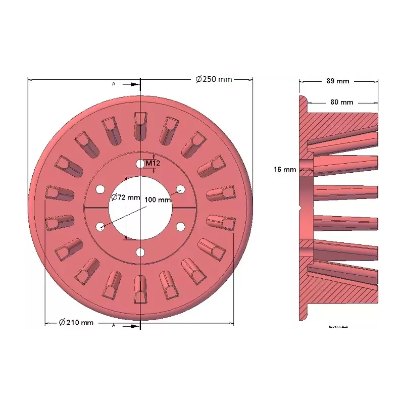 Rullo n. 55 – rullo motore in acciaio Ø215 mm, passo 40 mm, per ROPA Euro Tiger | OEM ROPA 252069 | produttore KiJ