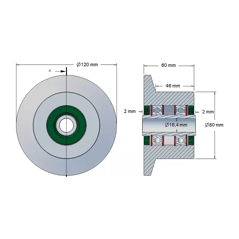 Rullo n. 59 – rullo di rinvio in acciaio Ø80 mm per macchine Reekie | OEM Reekie RSS1138 | produttore KiJ