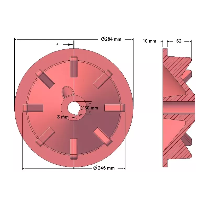 Rullo n. 74 – rullo motore in ghisa Ø248 mm, passo 50 mm, per raccoglipatate Anna | OEM Anna 564551003 | produttore KiJ
