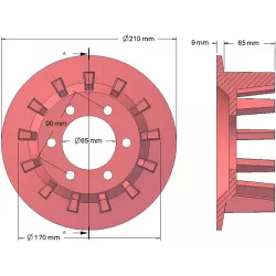 Rullo n. 78 – rullo motore in ghisa Ø170 mm, passo 44 mm, per raccoglipatate Bolko Z-643 | produttore KiJ