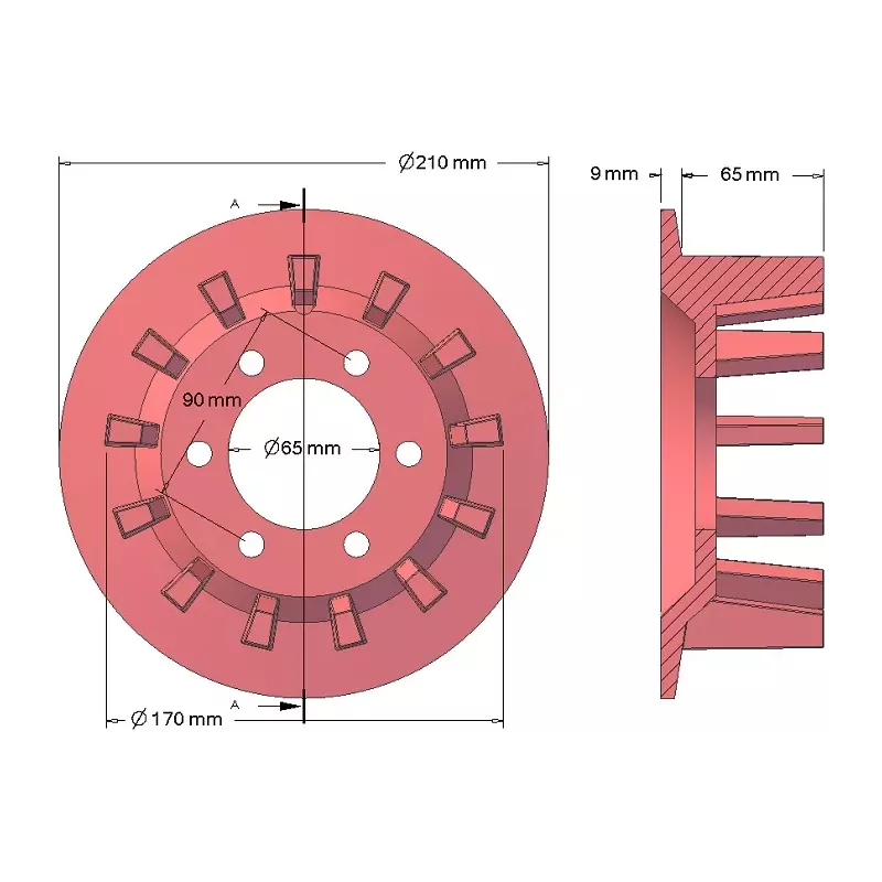 Rullo n. 78 – rullo motore in ghisa Ø170 mm, passo 44 mm, per raccoglipatate Bolko Z-643 | produttore KiJ