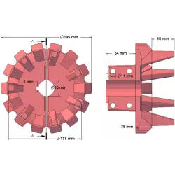 Rullo n. 79 – rullo motore in ghisa Ø195 mm, passo 40 mm, per raccoglipatate Anna | OEM Anna 564538002 | produttore KiJ