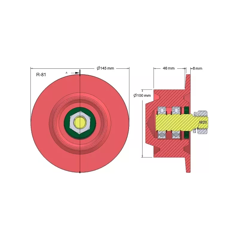 Rullo n. 81 – rullo di rinvio in acciaio Ø100 mm per raccoglipatate Anna Z644 | OEM Anna 564421016 | produttore KiJ
