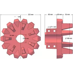Rullo n. 96 – rullo motore in ghisa Ø168 mm, passo 42 mm | produttore KiJ