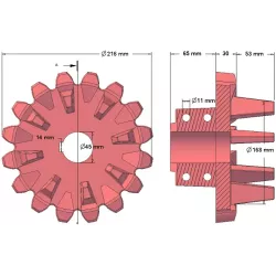 Rullo n. 98 – rullo motore in ghisa Ø168 mm, passo 36 mm | produttore KiJ