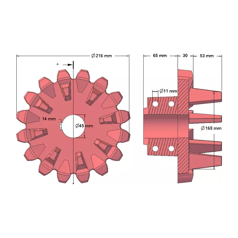 Rullo n. 98 – rullo motore in ghisa Ø168 mm, passo 36 mm | produttore KiJ