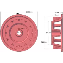 Rullo n. 103 – rullo motore in ghisa Ø258 mm, passo 35 mm | produttore KiJ
