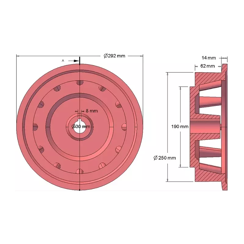 Rullo n. 103 – rullo motore in ghisa Ø258 mm, passo 35 mm | produttore KiJ