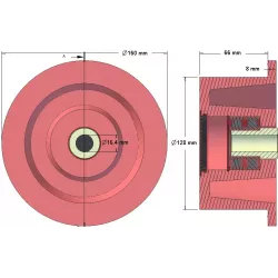 Rullo n. 121 – rullo di supporto Ø128 mm per macchine Grimme | OEM Grimme 200.49508 | produttore KiJ