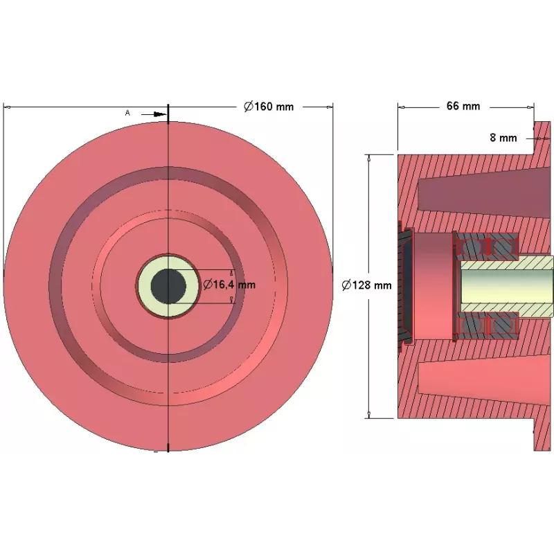 Rullo n. 121 – rullo di supporto Ø128 mm per macchine Grimme | OEM Grimme 200.49508 | produttore KiJ
