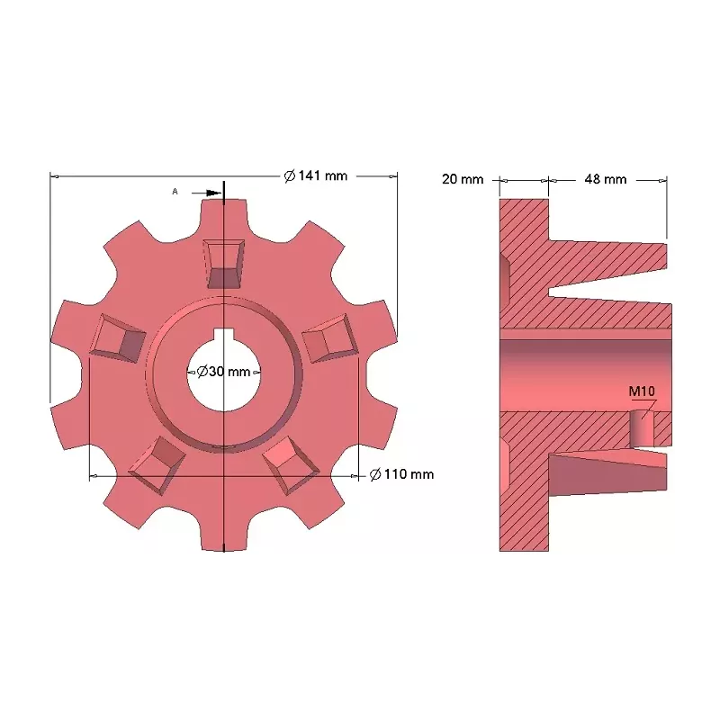 Rullo n. 126 – rullo motore in ghisa Ø110 mm, passo 40 mm | produttore KiJ