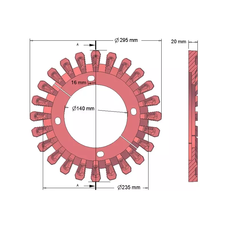 Rullo n. 128 – rullo in ghisa Ø295 mm, passo 60 mm, per macchine Grimme | OEM Grimme 006.00295, 200.06503 | produttore KiJ
