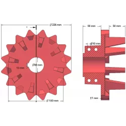 Rullo n. 142 – rullo motore in ghisa Ø180 mm, passo 40 mm | produttore KiJ