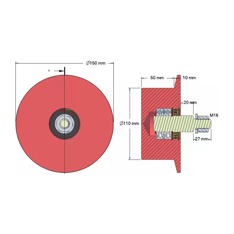 Rullo n. 144 – rullo di rinvio in ghisa Ø110 mm | OEM 6.33.00-2 | produttore KiJ
