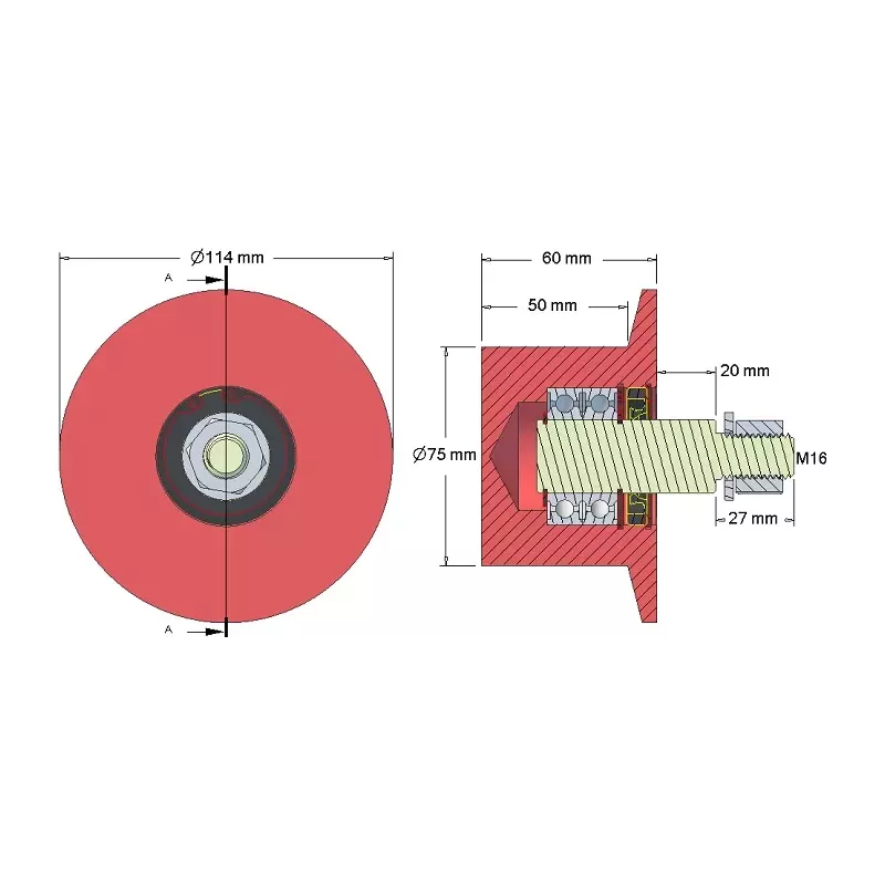 Rullo n. 145 – rullo di rinvio in ghisa Ø75 mm | OEM 6.32.00-2 | produttore KiJ
