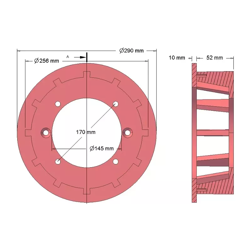 Rullo n. 170 – rullo motore in ghisa Ø251 mm, passo 35 mm | produttore KiJ