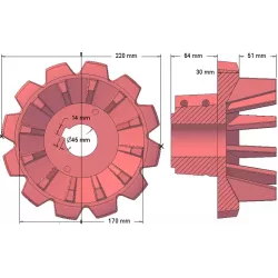 Rullo n. 172 – rullo motore in ghisa Ø170 mm, passo 50 mm | produttore KiJ