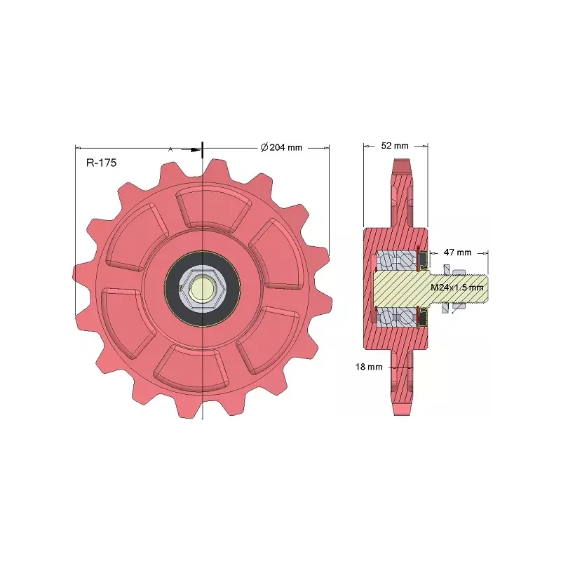 Rullo n. 175 – ruota dentata in ghisa Ø210 mm | OEM 036245/1 | produttore KiJ