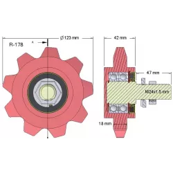 Rullo n. 178 – ruota dentata in ghisa Ø123 mm | OEM 036240/1 | produttore KiJ