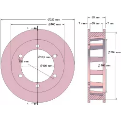 Rullo n. 206 – rullo motore in ghisa Ø205 mm, passo 50 mm, per macchine Pomac | produttore KiJ