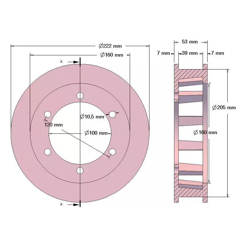 Rullo n. 206 – rullo motore in ghisa Ø205 mm, passo 50 mm, per macchine Pomac | produttore KiJ