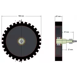 Rullo n. 4 – rullo di alimentazione del fogliame in acciaio e gomma Ø195 mm per macchine Grimme | OEM Grimme 200.05168 | produttore KiJ