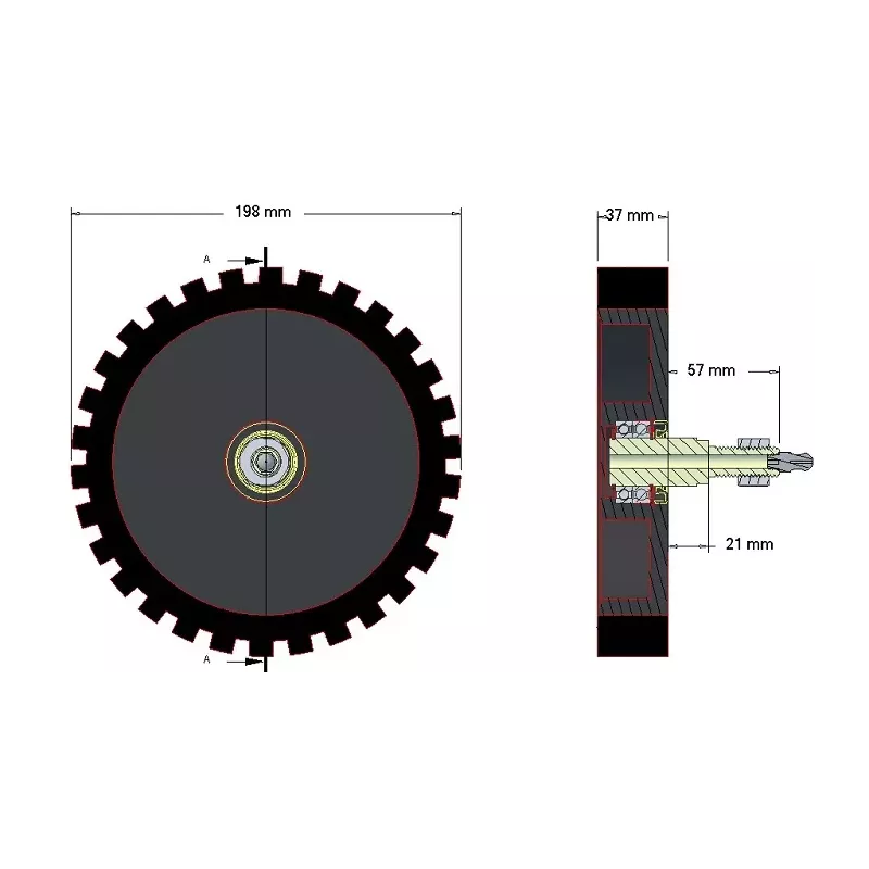Rullo n. 4 – rullo di alimentazione del fogliame in acciaio e gomma Ø195 mm per macchine Grimme | OEM Grimme 200.05168 | produttore KiJ