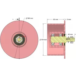 Rullo n. 328 – rullo di rinvio in acciaio Ø150 mm per macchine Sandei | OEM Sandei K0015 | produttore KiJ