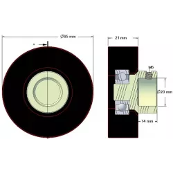 Rullo n. 146 – rullo in gomma Ø65 mm per macchine Amac | OEM Amac 6.39.00-3 | produttore KiJ