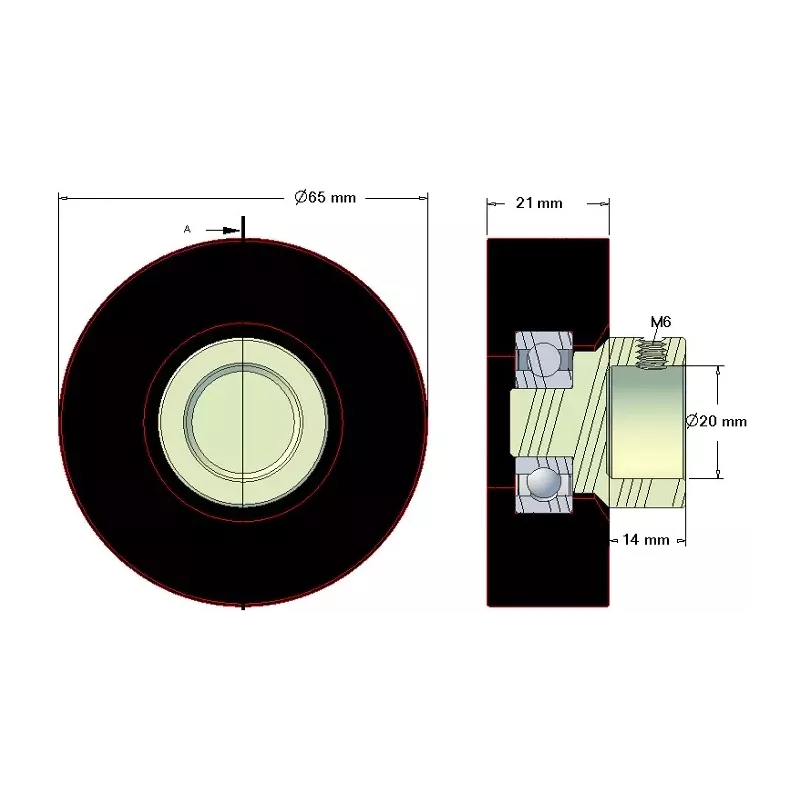Rullo n. 146 – rullo in gomma Ø65 mm per macchine Amac | OEM Amac 6.39.00-3 | produttore KiJ