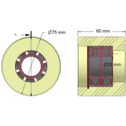 Rullo n. 253 – rullo di supporto in plastica Ø75 mm per macchine Grimme | OEM Grimme 088.00298 | produttore KiJ