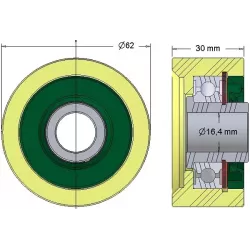 Rullo n. 257 – rullo di supporto in plastica Ø62 mm per macchine Grimme | OEM Grimme 602.00169 | produttore KiJ
