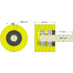 Rullo n. 285 – rullo di supporto in plastica Ø80 mm per macchine Dewulf | OEM Dewulf 2660001C | produttore KiJ