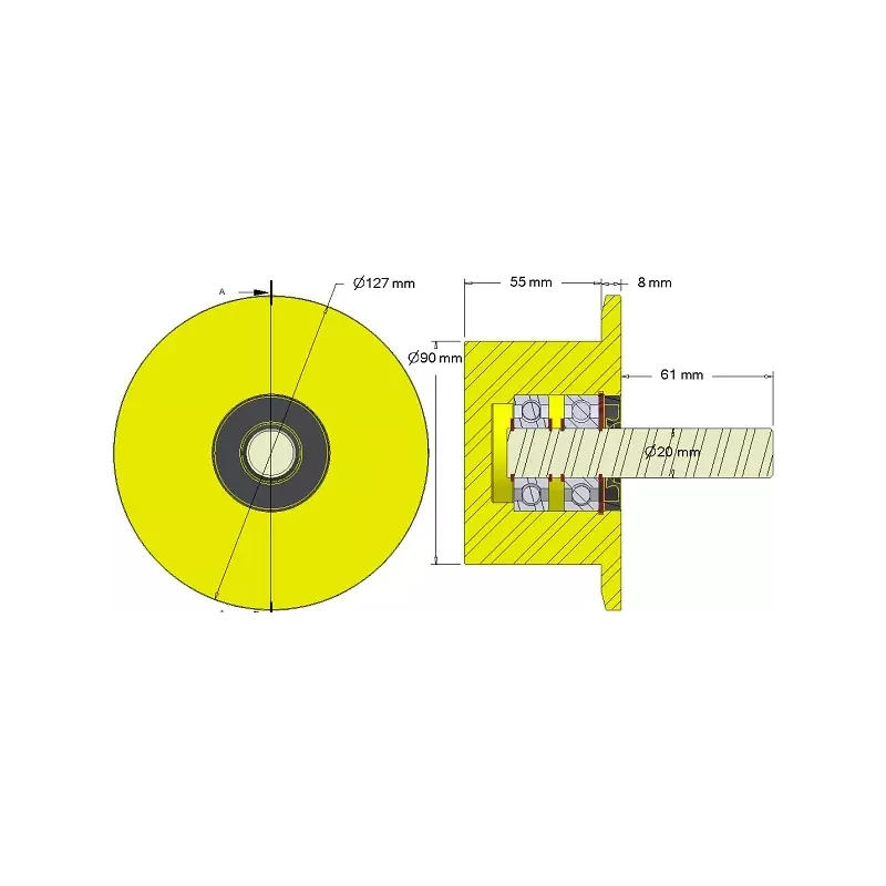Rullo n. 286 – rullo di supporto in plastica Ø90 mm per macchine Dewulf | OEM Dewulf 2660012C | produttore KiJ