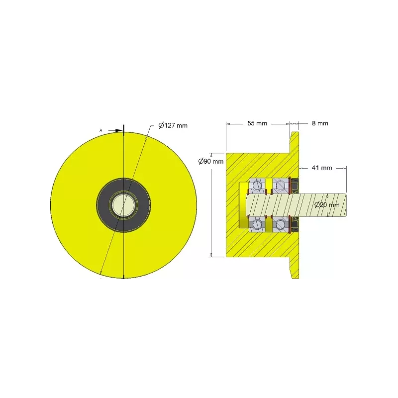 Rullo n. 289 – rullo di supporto in plastica Ø90 mm per macchine Dewulf | OEM Dewulf 2660012A | produttore KiJ