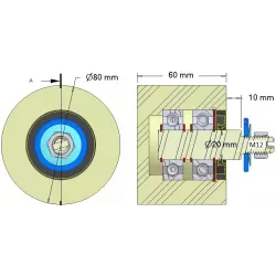 Rullo n. 293 – rullo di supporto in plastica Ø80 mm per macchine Dewulf | OEM Dewulf 2660226 | produttore KiJ