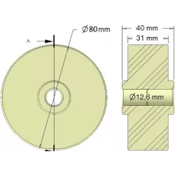 Rullo n. 295 – rullo di supporto in plastica Ø80 mm per macchine Dewulf | OEM Dewulf 2660222 | produttore KiJ