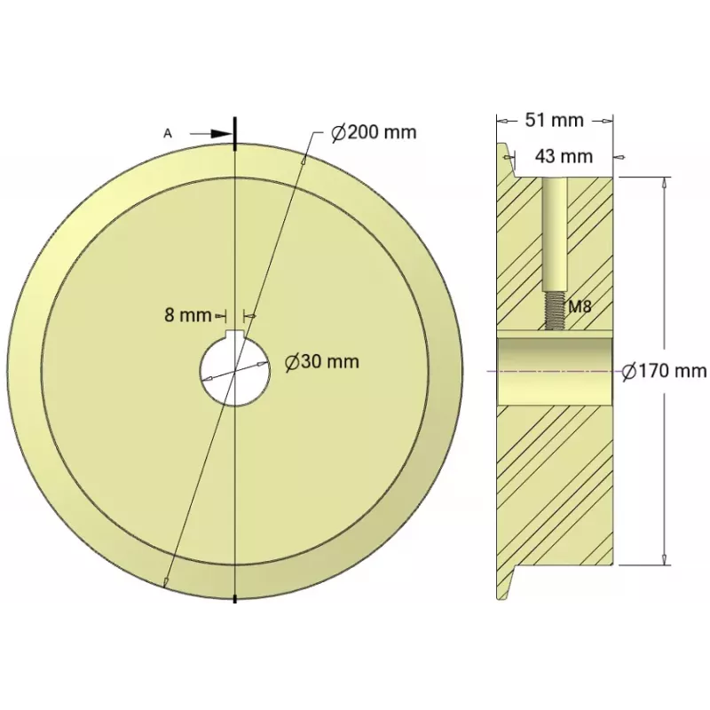 Rullo n. 303 – rullo motore in plastica Ø170 mm per macchine Ploeger | OEM Ploeger 2660222 | produttore KiJ